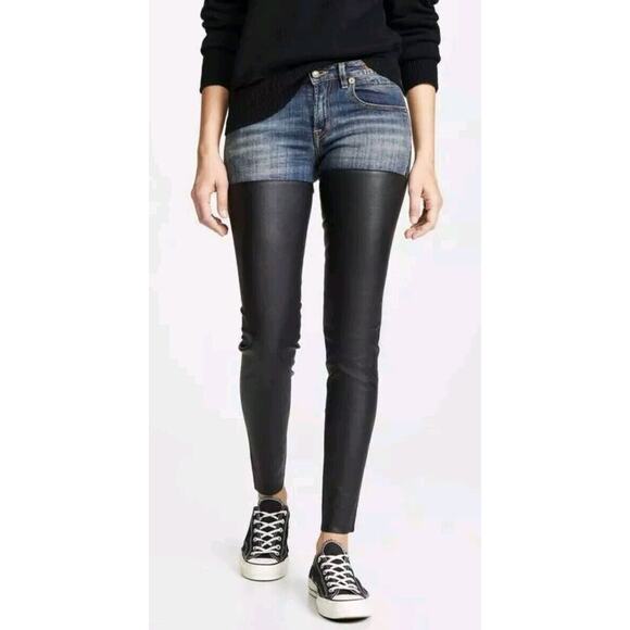 R13 Chaps In Bedford Blue Jeans Leather Celebrity Fave Sz 25 R13WM0041-15 (V1 - Picture 1 of 11